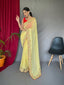 Georgette Sequins Designer Embroidered Saree Yellow Clothsvilla