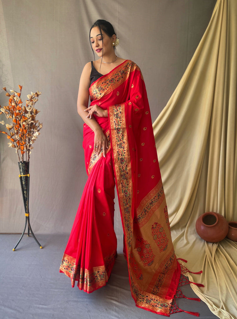 Paithani Silk Vol. 2 Woven Saree Red Clothsvilla