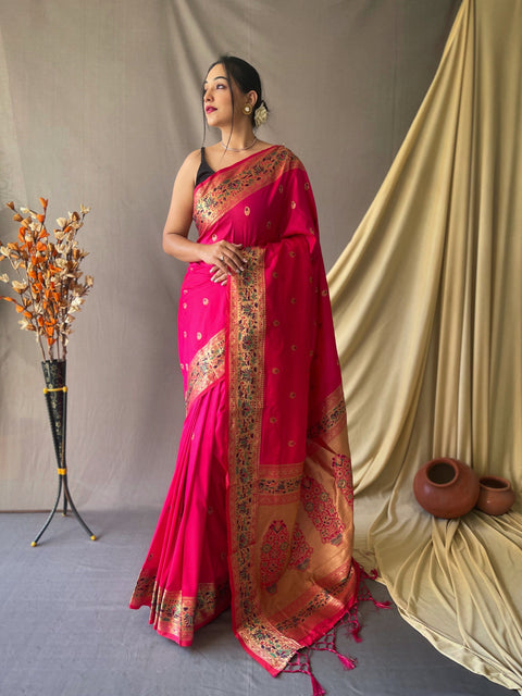 Paithani Silk Vol. 2 Woven Saree Pink Clothsvilla Main image