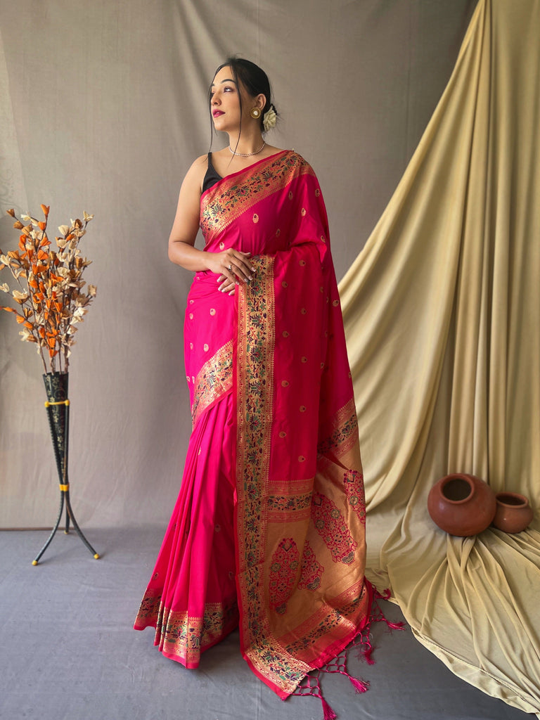 Paithani Silk Vol. 2 Woven Saree Pink Clothsvilla