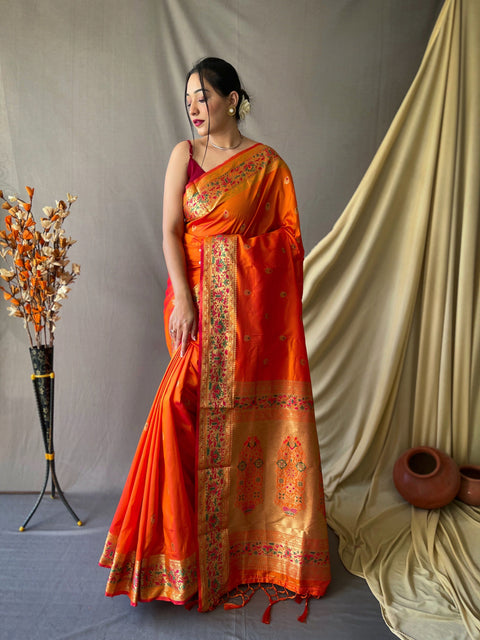 Paithani Silk Vol. 2 Woven Saree Mustard Clothsvilla Main image