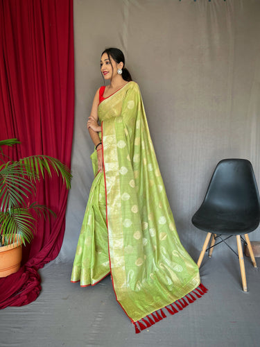 Kanika Cotton Silk Woven Saree Olive Green Clothsvilla