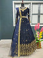 Adorable Navy Blue Color Sequence Work Velvet Gown Clothsvilla