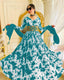 Digital Printed Green Color Georgette Gown With Belt Clothsvilla
