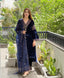 Navy Blue Color Embroidery Work Velvet Palazzo Suit Clothsvilla