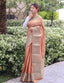 Soft Dola Silk Rose Gold Zari Woven Saree Light Peach Clothsvilla