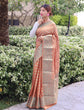 Load image into Gallery viewer, Soft Dola Silk Rose Gold Zari Woven Saree Light Peach Clothsvilla