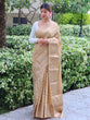Load image into Gallery viewer, Soft Dola Silk Rose Gold Zari Woven Saree Chickoo Clothsvilla