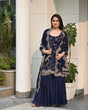 Load image into Gallery viewer, Designer Navy Blue Color Embroidery Sequence Cutwork Sharara Suit Clothsvilla