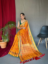 Load image into Gallery viewer, Kutch Patola Silk Woven Saree Mustard Yellow Clothsvilla