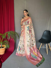 Load image into Gallery viewer, Pink Saree In Pure Chanderi Banarasi Silk Clothsvilla