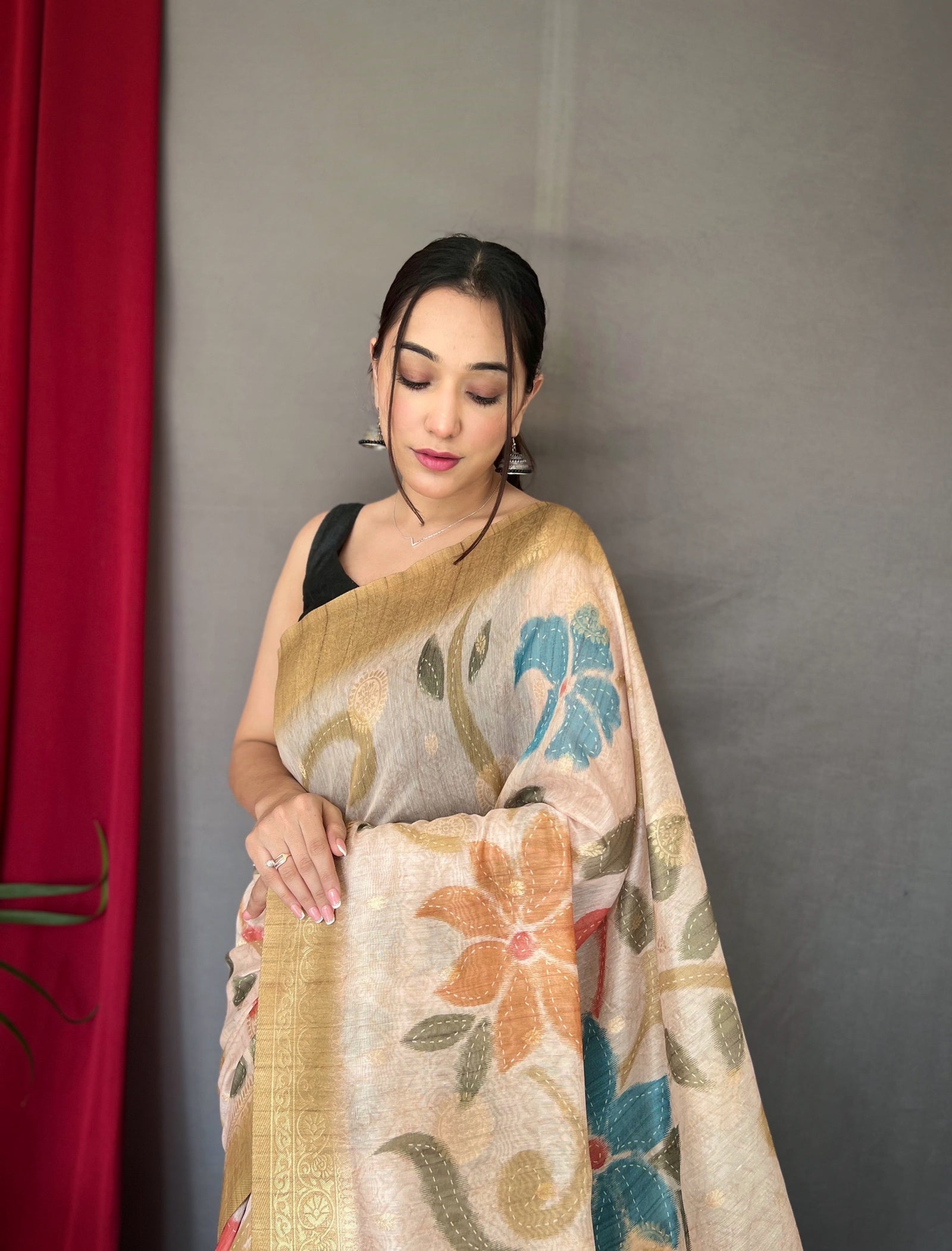 Yellow Gold Saree in Pure Chanderi Banarasi Silk Clothsvilla