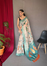 Load image into Gallery viewer, Powder Blue Saree in Pure Chanderi Banarasi Silk Clothsvilla