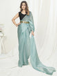 Load image into Gallery viewer, Ice Blue Ready to Wear One Minute Saree In Satin Silk ClothsVilla