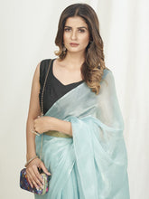 Load image into Gallery viewer, Ice Blue Ready to Wear One Minute Saree In Satin Silk ClothsVilla