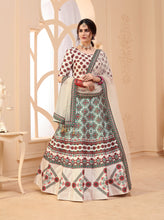 Load image into Gallery viewer, Indian Beige Digital Printed Lehenga Choli With Lace And Border Dupatta, Wedding Wear And Party Wear Chaniya Choli For Women ClothsVilla