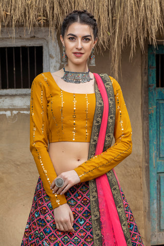 Indian Multi Color Lehenga With Digital Printed And Indian Tradition Design, Choli Has Fancy Work Chaniya Choli For Women ClothsVilla