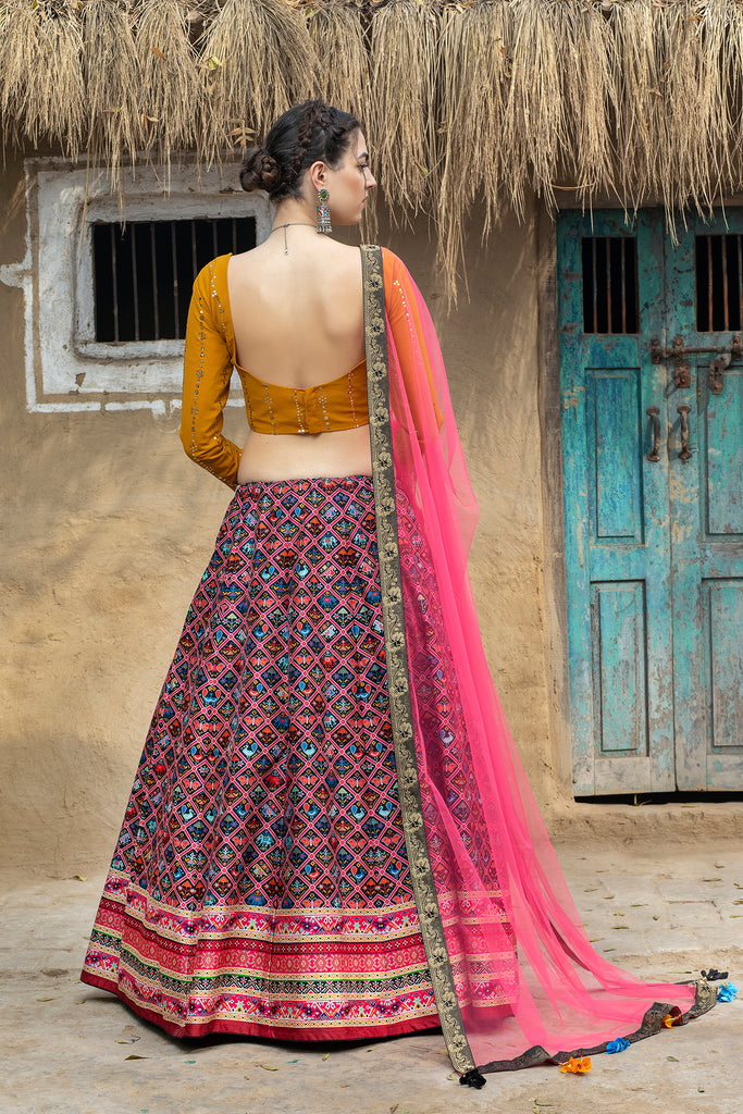 Indian Multi Color Lehenga With Digital Printed And Indian Tradition Design, Choli Has Fancy Work Chaniya Choli For Women ClothsVilla