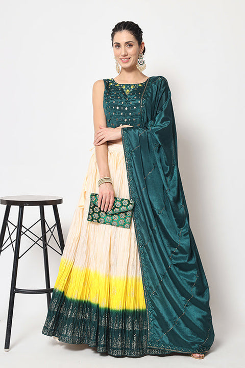 Indian Ethnic Wear Multi Color Foil Printed Lehenga Choli ClothsVilla.com Main image