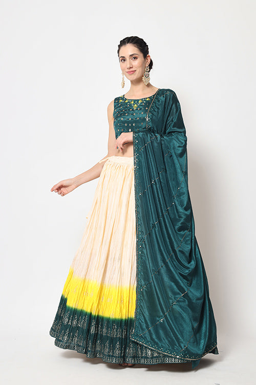 Indian Ethnic Wear Multi Color Foil Printed Lehenga Choli ClothsVilla.com