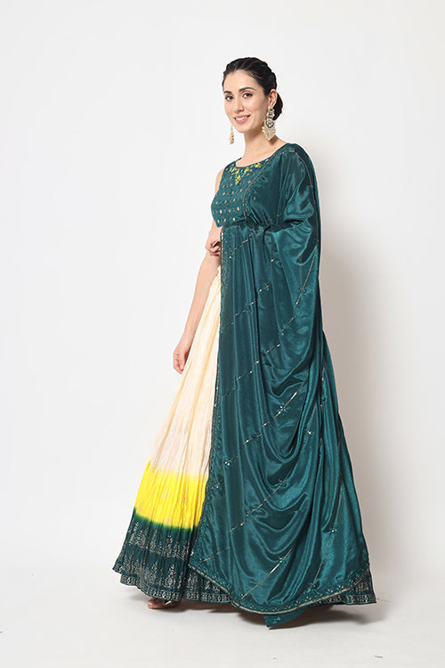 Indian Ethnic Wear Multi Color Foil Printed Lehenga Choli ClothsVilla.com