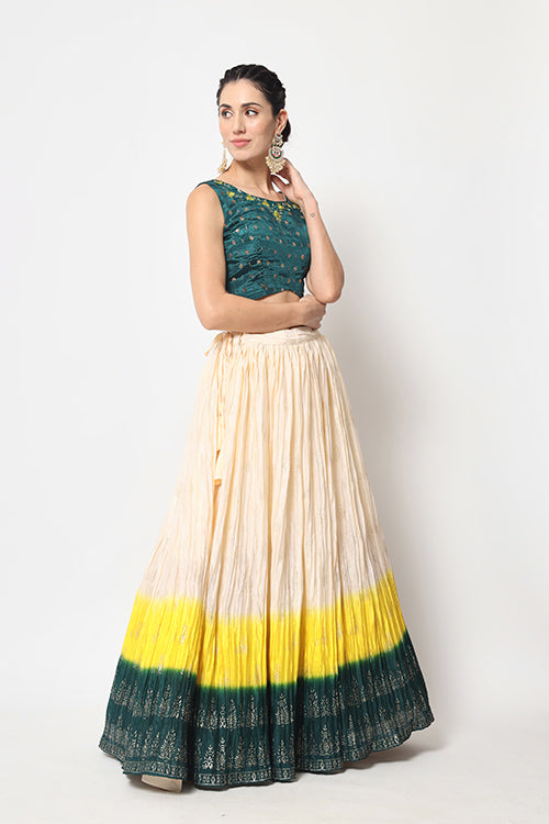 Indian Ethnic Wear Multi Color Foil Printed Lehenga Choli ClothsVilla.com