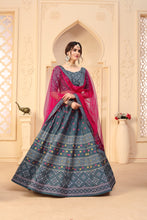 Load image into Gallery viewer, Indian Grey Digital Printed Lehenga Choli With Lace And Border Dupatta, Mehendi, Ceremony Wedding Engagement Cocktail Reception Exclusive ClothsVilla