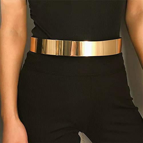 Women Metal Waist Belt Adjustable Polished Mirror Chain Belts For Dresses  Coats