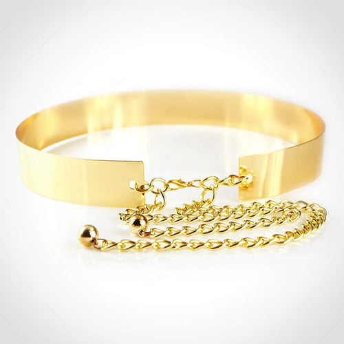 Indian Saree Gown Hip Waist Polished Plain Mirror Metal Chain Belt for Women ClothsVilla