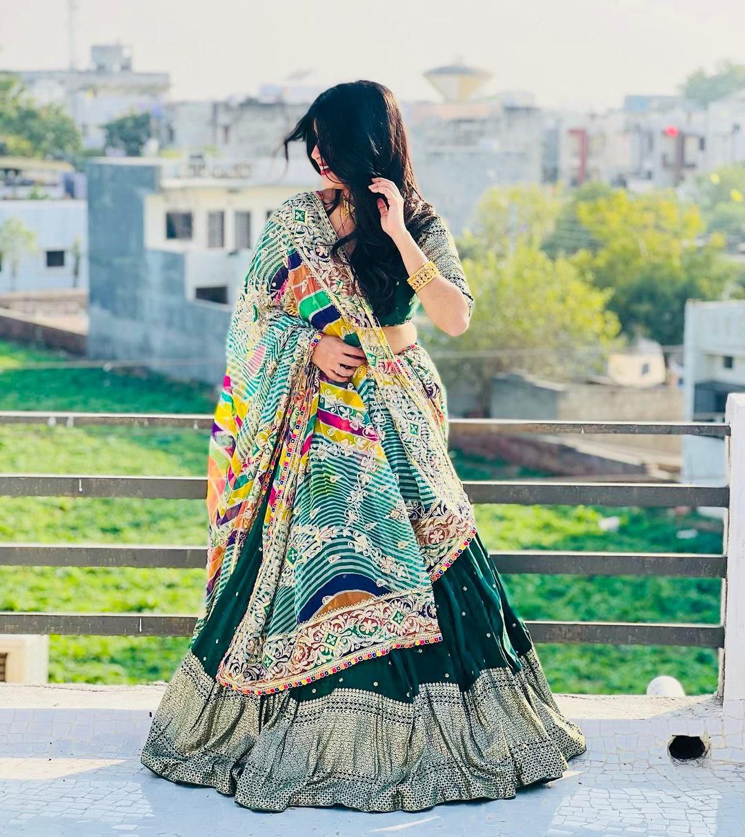 Innovative Green Color Georgette sequence Lehenga Choli Clothsvilla