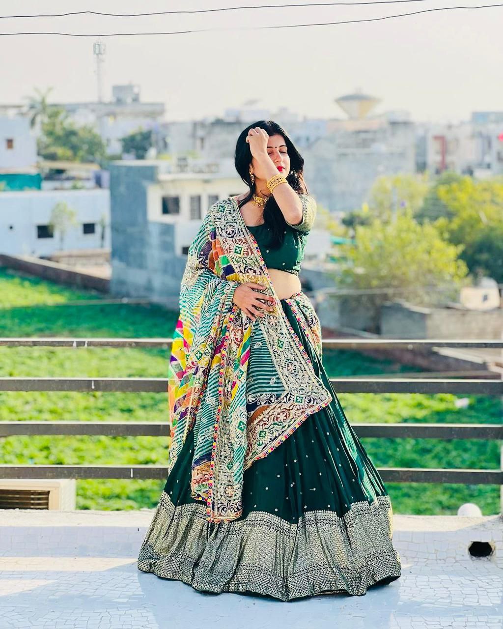 Innovative Green Color Georgette sequence Lehenga Choli Clothsvilla