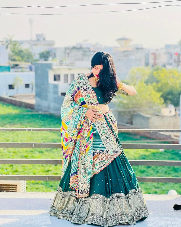 Innovative Green Color Georgette sequence Lehenga Choli Clothsvilla