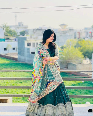 Innovative Green Color Georgette sequence Lehenga Choli Clothsvilla