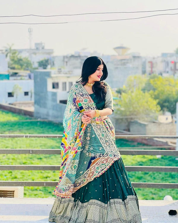 Innovative Green Color Georgette sequence Lehenga Choli Clothsvilla
