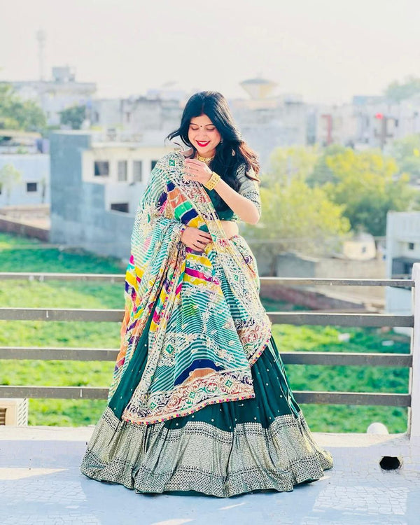 Innovative Green Color Georgette sequence Lehenga Choli Clothsvilla