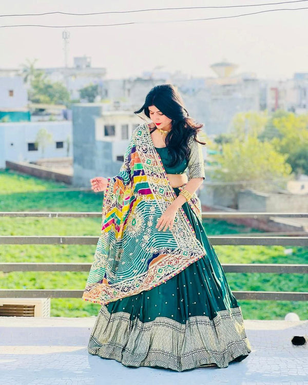 Innovative Green Color Georgette sequence Lehenga Choli Clothsvilla