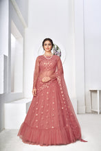 Load image into Gallery viewer, Irresistible Dusty Pink Thread With Sequins Embroidered Net Wedding Lehenga Choli ClothsVilla