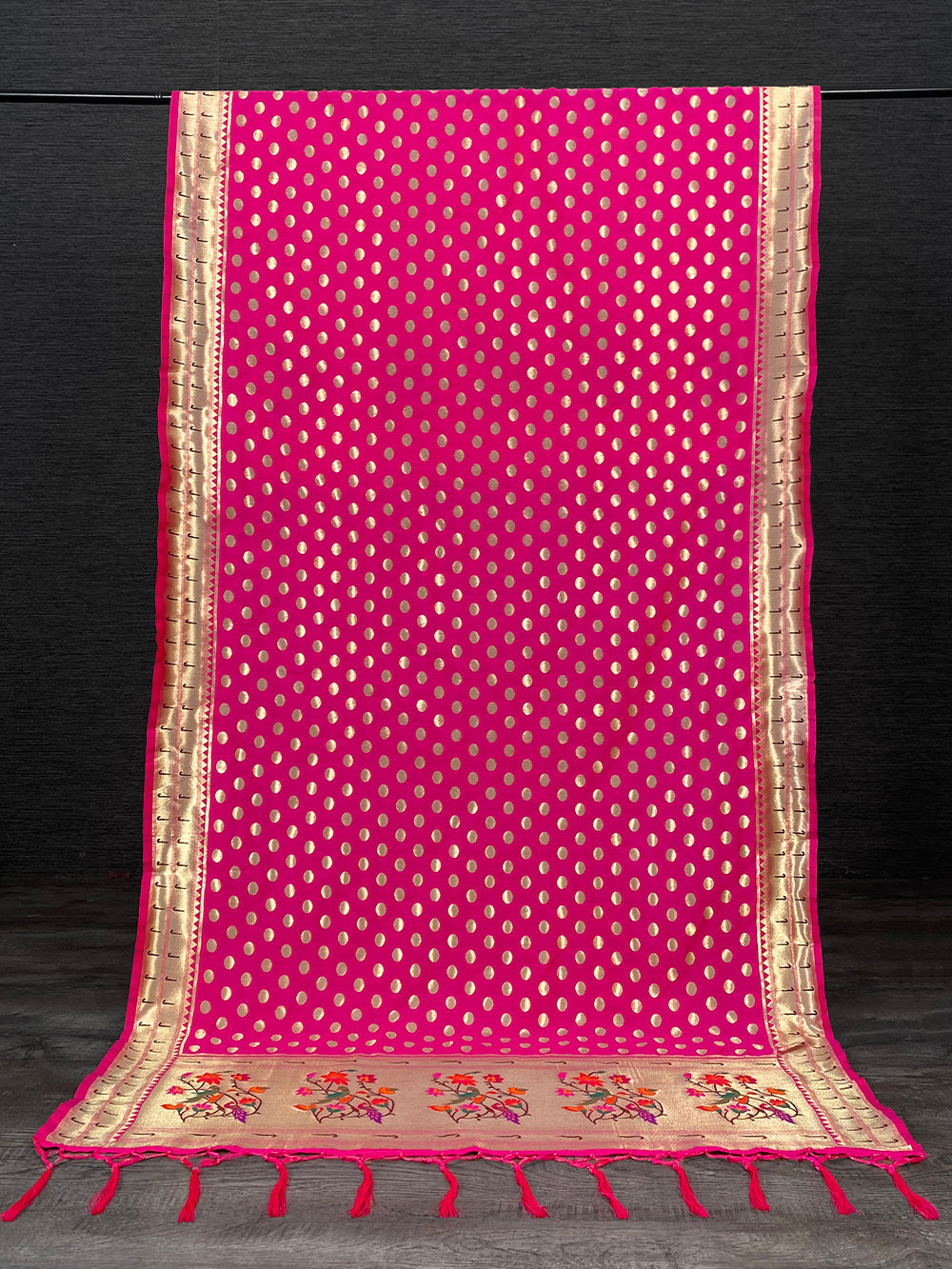 Pink Color Weaving Zari Work Jacquard Paithani Dupatta With Tassels Clothsvilla