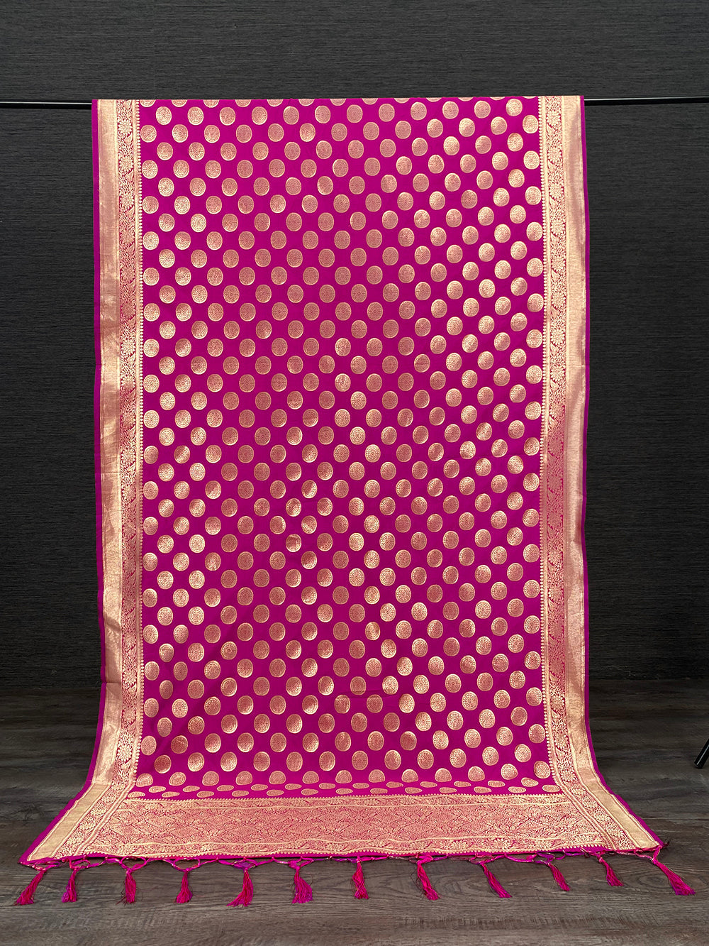 Rani Pink Color Weaving Zari Work Jacquard Paithani Dupatta With Tassels Clothsvilla Main image