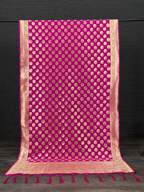 Rani Pink Color Weaving Zari Work Jacquard Paithani Dupatta With Tassels Clothsvilla Main image