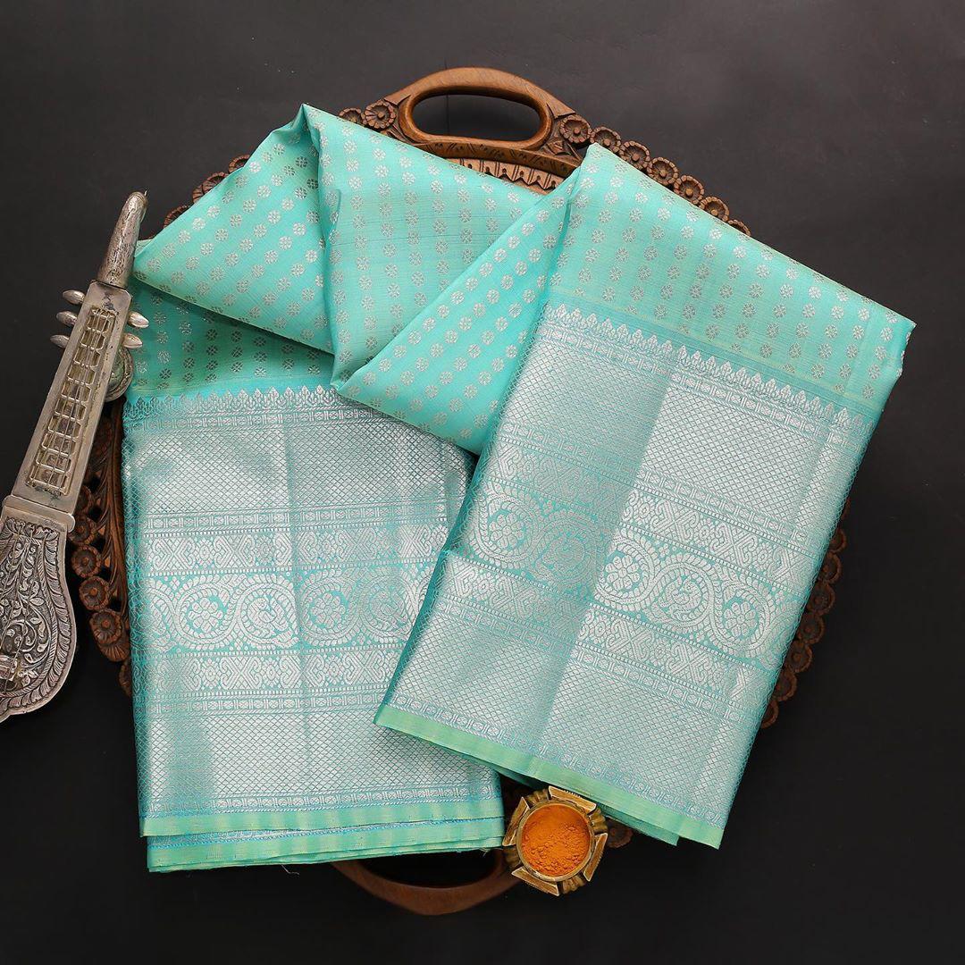 Tempting Firozi Soft Silk Saree With Dalliance Blouse Piece KP Main image