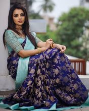 Load image into Gallery viewer, Splendiferous Blue Soft Silk Saree With Smart Blouse Piece KP