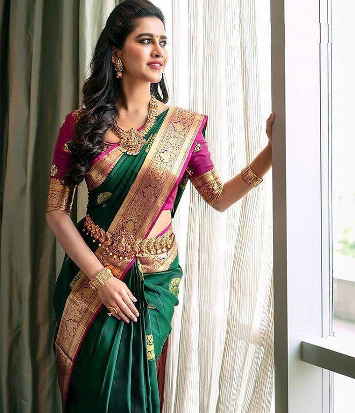 Surpassing extravagant Green Soft Silk Saree With Excellent Blouse Piece KP Main image