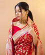 Load image into Gallery viewer, Sizzling Red Soft Banarasi Silk Saree With Impressive Blouse Piece KP