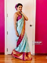 Load image into Gallery viewer, Serendipity Sky Soft Banarasi Silk Saree With Incomparable Blouse Piece KP