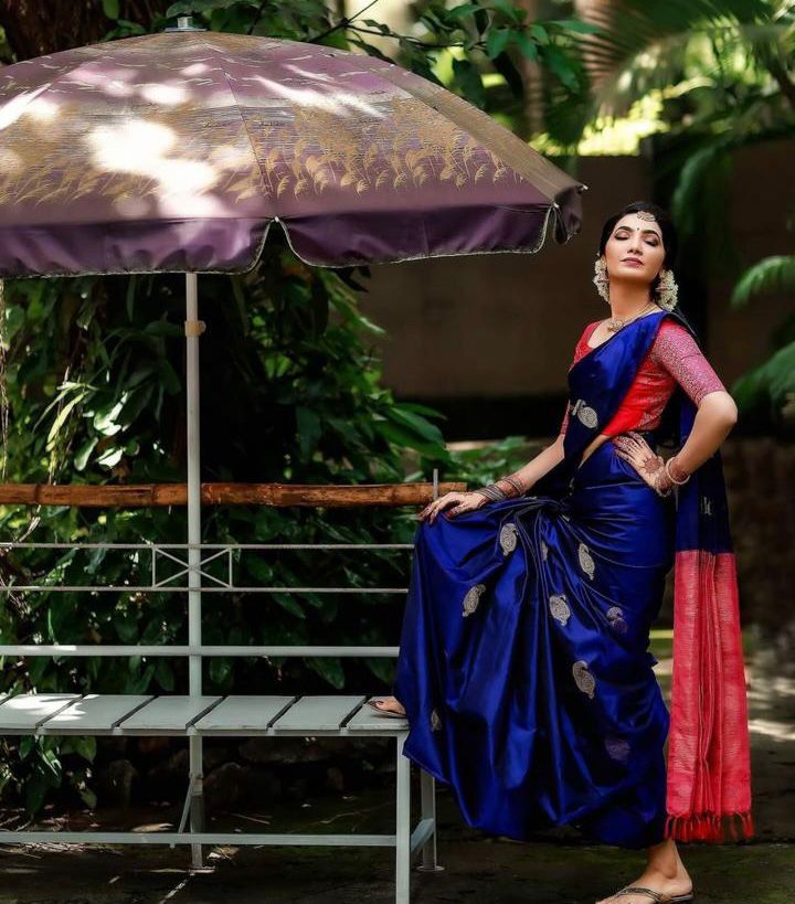 Radiant Blue Soft Silk Saree With Lissome Blouse Piece KP Main image