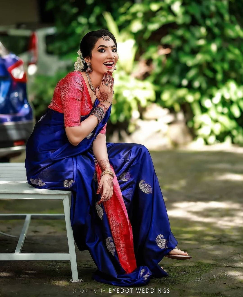 Radiant Blue Soft Silk Saree With Lissome Blouse Piece KP