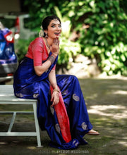 Load image into Gallery viewer, Radiant Blue Soft Silk Saree With Lissome Blouse Piece KP