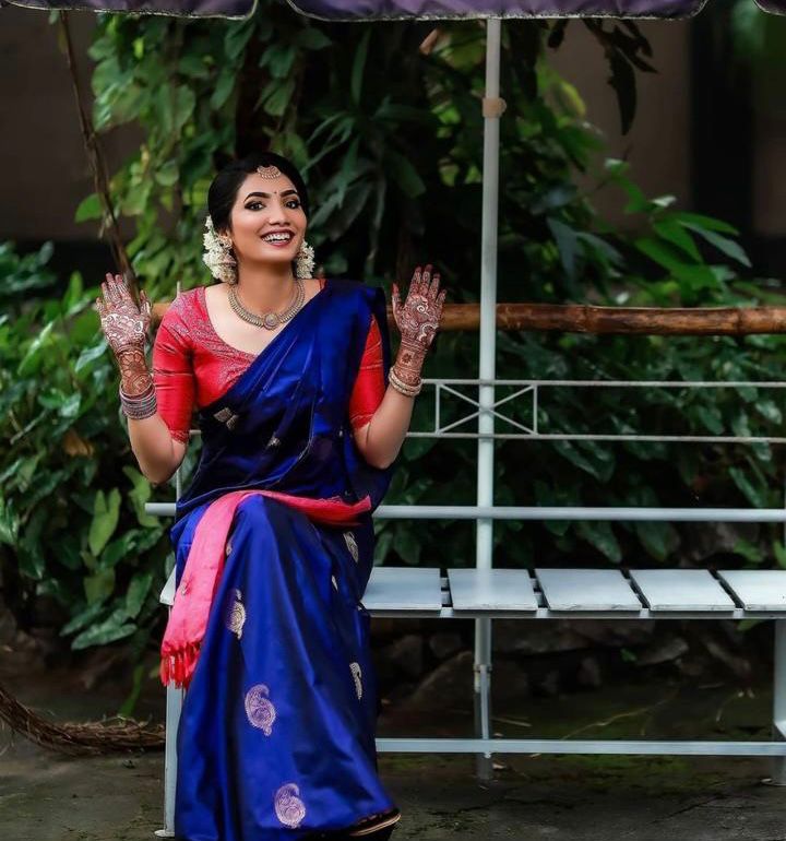 Radiant Blue Soft Silk Saree With Lissome Blouse Piece KP