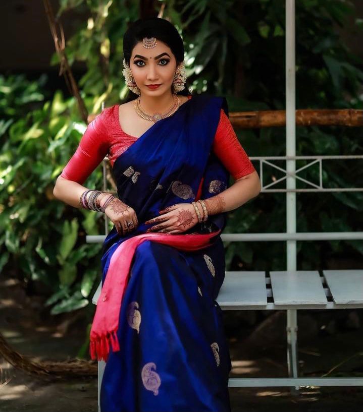 Radiant Blue Soft Silk Saree With Lissome Blouse Piece KP